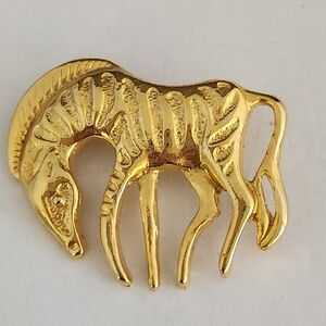Gold-tone Zebra Brooch